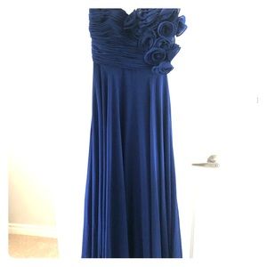 Prom dress, blue with ruffles flowers